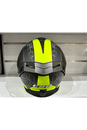 KASK CRN FS-867 MAT GREY/BLACK/YELLOW GÜNEŞ VİZÖRLÜ