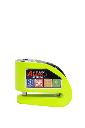 Armor 606mva 6 Mm 120 Desibel Paslanmaz Çelik Alarmlı Disk Kilidi Neon Yeşil