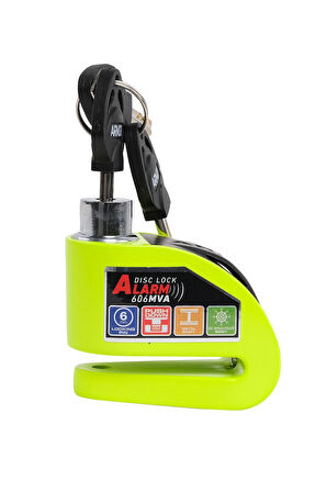 Armor 606mva 6 Mm 120 Desibel Paslanmaz Çelik Alarmlı Disk Kilidi Neon Yeşil