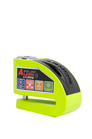 Armor 606mva 6 Mm 120 Desibel Paslanmaz Çelik Alarmlı Disk Kilidi Neon Yeşil