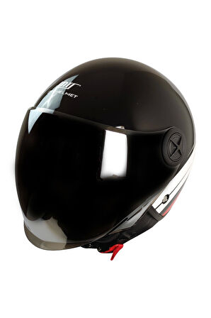 KASK MTS FX-101 MAT SİYAH/BEYAZ ÇENESİZ