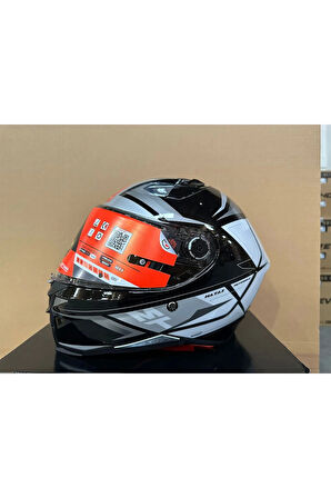 KASK MT REVENGE 2 S B2 HATAX PARLAK SİYAH/ GRİ/BEYAZ