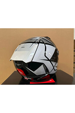 KASK MT REVENGE 2 S B2 HATAX PARLAK SİYAH/ GRİ/BEYAZ