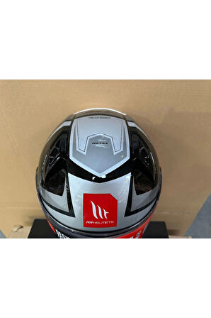 KASK MT REVENGE 2 S B2 HATAX PARLAK SİYAH/ GRİ/BEYAZ
