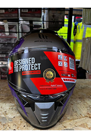 Kask Mt Thunder 4 Sv Valıant B2 Parlak Gri Mor Sarı