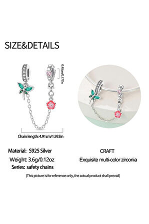 Yusufçuk ve Çiçekli Güvenlik Zinciri Charm