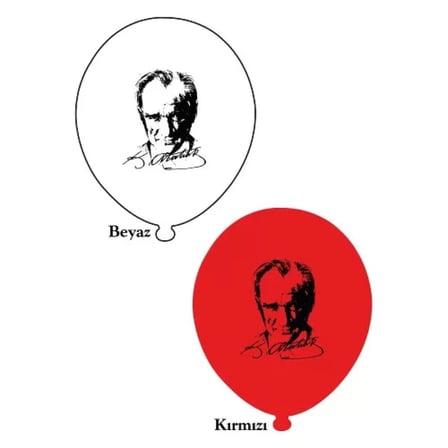 12" ATATÜRK BASKILI BALON KIRMIZI-BEYAZ 1+1 - 100 ADET
