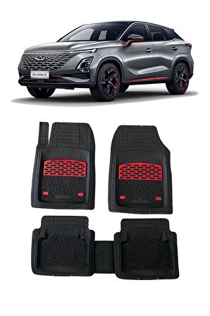 Chery Omoda 5 2022 Sonrası Krom Kırmızı Lüx 4D Havuzlu Oto Paspas Takımı