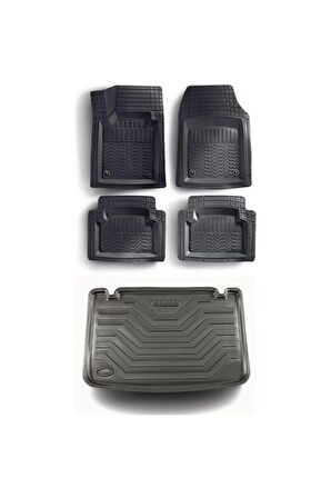 Dacıa Duster Suv (4x4) Siyah 2010 Araca Uyumlu Bagaj Havuzu Ve 4d Siyah Havuzlu Paspas Seti