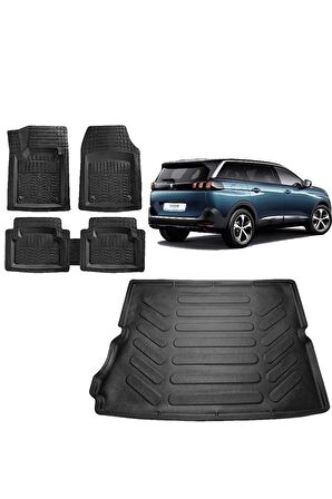 Peugeot 5008 2022 Model 3d Bagaj Havuzu ve 4D Luxury Havuzlu Paspas