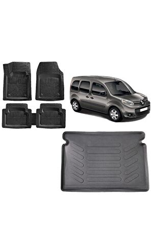 Renault Kangoo Multix 2016 Model Uyumlu 3d Bagaj Havuzu ve 4D Luxury Havuzlu Paspas