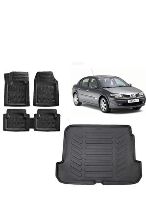 Renault Megane 2 Sedan Uyumlu 2005 Model 3d Bagaj Havuzu ve 4D Luxury Havuzlu Paspas