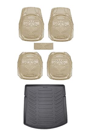Volkswagen Caddy 2003-2010 Uyumlu Havuz Max Bej Havuzlu Paspas Ve 3d Bagaj Havuzu