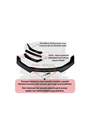 Hyundai I30 2007-2012 4 Parça Kırmızı Dilli Ön Ek Piano Black Lip