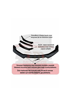 Bmw E93 2007-2012 4 Parça Kırmızı Dilli Ön Ek Piano Black Lip