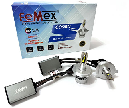 Femex Yeni Mini Cosmo H4 Şimşek Etkili Led Xenon 72W 15.000 Lumen