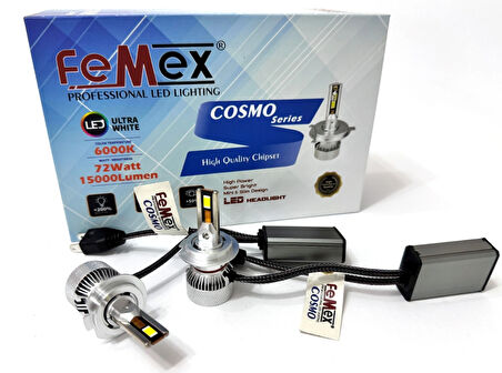 Femex Yeni Mini Cosmo H7 Şimşek Etkili Led Xenon 72W 15.000 Lumen