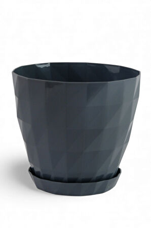 Yapay Çiçek Sitesi Kristal Plastik Saksı 12 cm Antrasit