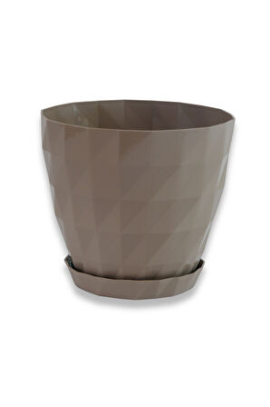 Yapay Çiçek Sitesi Kristal Plastik Saksı 12 cm Mocha