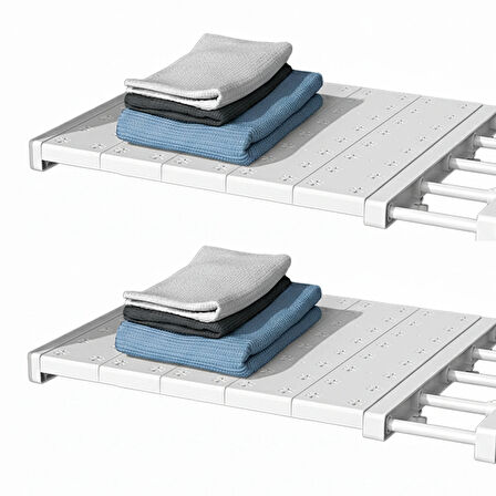 Microcase Uzunluk Ayarlamalı Dolap içi Raf 35X30-45 cm 2 Adet - BEYAZ AL5350
