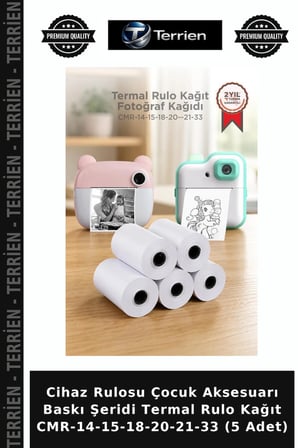 Cihaz Rulosu Çocuk Aksesuarı Baskı Şeridi Termal Rulo Kağıt CMR-14-15-18-20-21-33 (5 Adet)