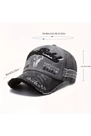Tezzgelsin Unisex Eskitme Black Rebel Nakışlı Ayarlanabilir Beyzbol Kep Şapka 2'li Set