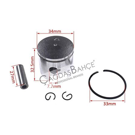 MOTORLU TESTERE PİSTON SEGMAN SETİ 34 MM 2500 TÜM MODELLER 
