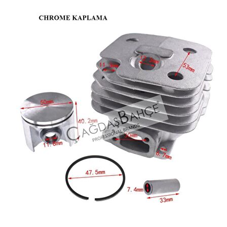 HUSQVARNA 268 TESTERE CHROME SİLİNDİR PİSTON SETİ 50 mm