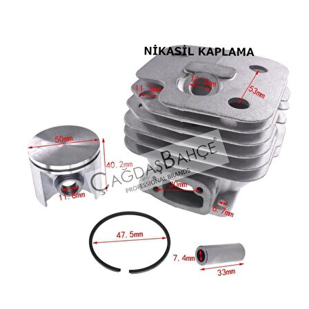 HUSQVARNA 268 TESTERE NİKASİL SİLİNDİR PİSTON SETİ 50 mm