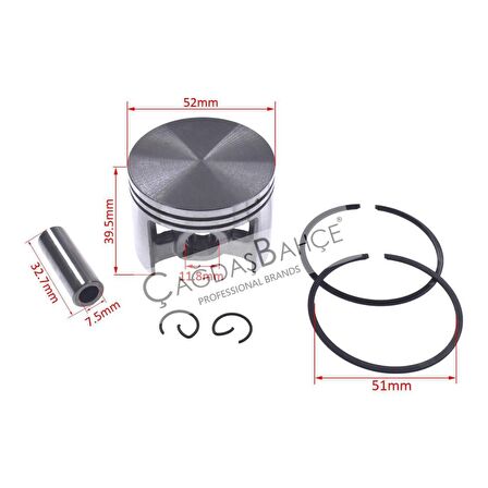 STİHL MS461 MOTORLU TESTERE PİSTON SEGMAN SETİ 52 MM