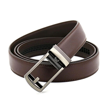 Kemer Dünyası Otomatik Tokalı Deliksiz Deri Akıllı Erkek Kemer Kahverengi