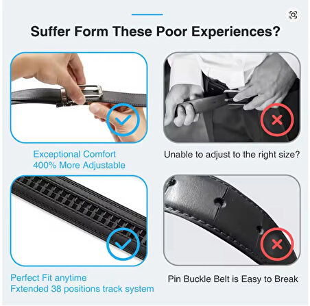 Kemer Dünyası Otomatik Tokalı Deliksiz Deri Akıllı Erkek Kemer Kahverengi