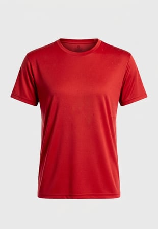 Kadın Fitness Pilates Koşu Antrenman Yağmurdesen Polyester Kumaş Reglan Kol Tişört - Kırmızı
