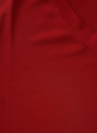 Kadın Fitness Pilates Koşu Antrenman Yağmurdesen Polyester Kumaş Reglan Kol Tişört - Kırmızı