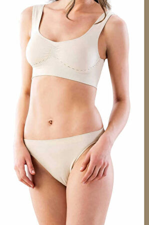 Kadın Bej Dikişsiz Toparlayıcı Sporcu Sütyen 4011