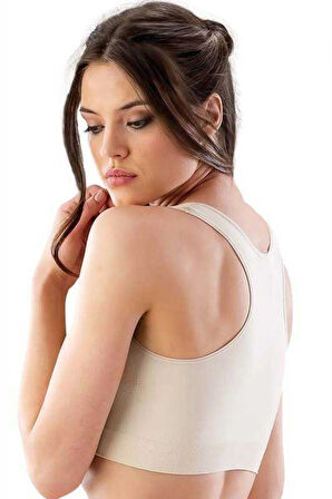 Kadın Bej Dikişsiz Toparlayıcı Sporcu Sütyen 4011