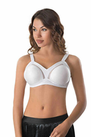Kadın Beyaz Tül Detaylı Push Up Minimizer Sütyen 168