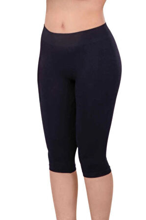 Kadın Siyah  Dikişsiz Kapri Tayt