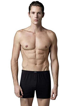 Erkek Siyah Lacivert  Önden Düğmeli Renkli Boxer 2li Ers038