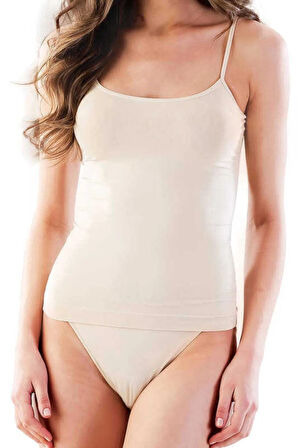 Kadın Bej Ince Askılı Dikişsiz Atlet 5001