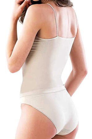 Kadın Bej Ince Askılı Dikişsiz Atlet 5001