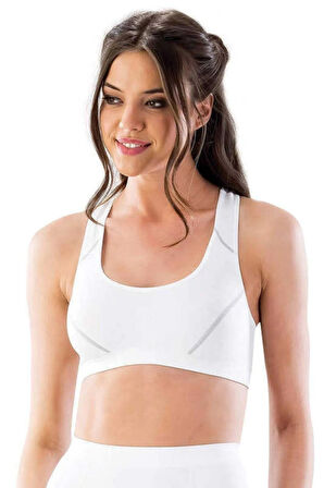 Kadın Beyaz Dikişsiz Sporcu Sütyen 3850