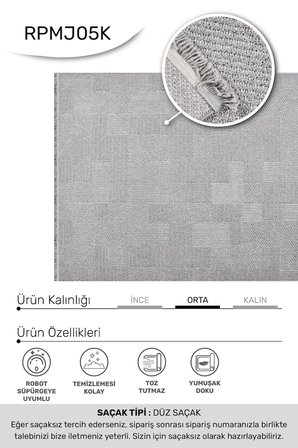 YoudayHomeCollection MARGİN-Gri - Oturma Odası, Koridor, Yatak Odası Halısı- Robot Süpürgeye Uyumlu-Kolay Temizlenebilir - 120X250