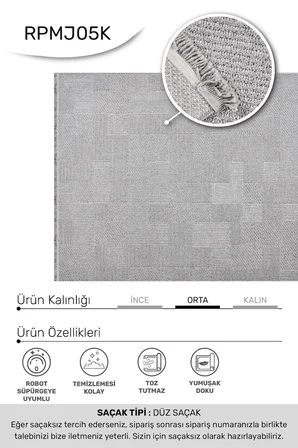 YoudayHomeCollection MARGİN-Gri - Oturma Odası, Koridor, Yatak Odası Halısı- Robot Süpürgeye Uyumlu-Kolay Temizlenebilir - 160X230