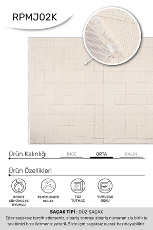 YoudayHomeCollection MARGİN-Beyaz - Oturma Odası, Koridor, Yatak Odası Halısı- Robot Süpürgeye Uyumlu-Kolay Temizlenebilir - 80X80