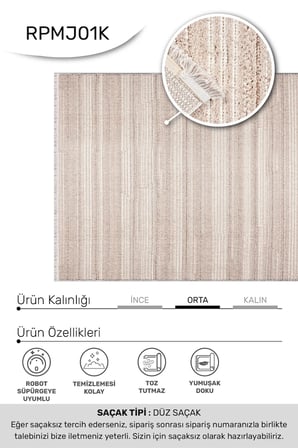 YoudayHomeCollection MARGİN-Vizon/Beyaz - Oturma Odası, Koridor, Yatak Odası Halısı- Robot Süpürgeye Uyumlu-Kolay Temizlenebilir - 120X300