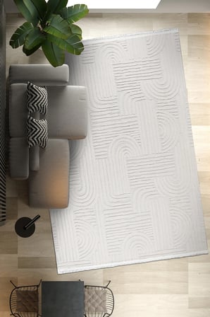 YoudayHomeCollection TİGANA-Krem - Salon, OturmaOdası ve Koridor Halısı-Robot Süpürgeye Uyumlu-Kolay Temizlenebilir - 100X250