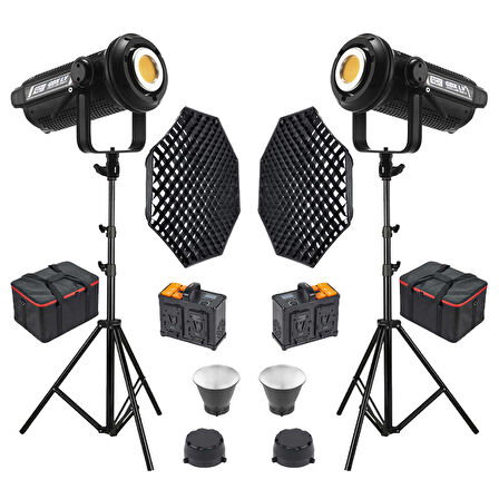Gdx LV-700C-II B Bi Color Led Video Işığı 2'li Full Set (Gridli 120 Octa Softbox + 260 cm Kalın Işık Ayağı)