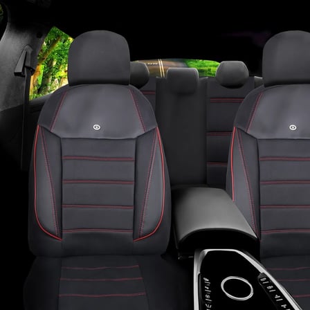Hyundai Accent Blue Araçlara Uyumlu Oto Koltuk Kılıfı Seti - Yıldız Serisi Siyah/Kırmızı
