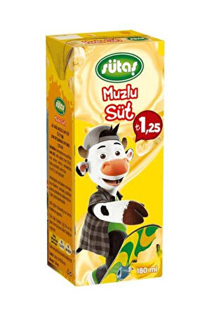  12 Adet Sütaş Muzlu Süt 180ml - Lezzetli ve Besleyici 12'1i set